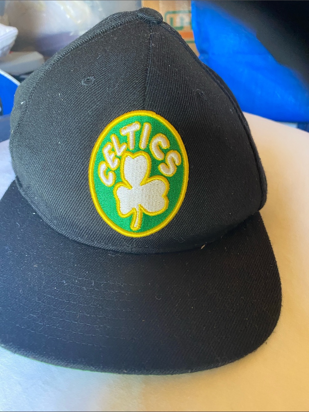 Mitchell & Ness Black Cap with Green Embroidery and Celtics Logo!